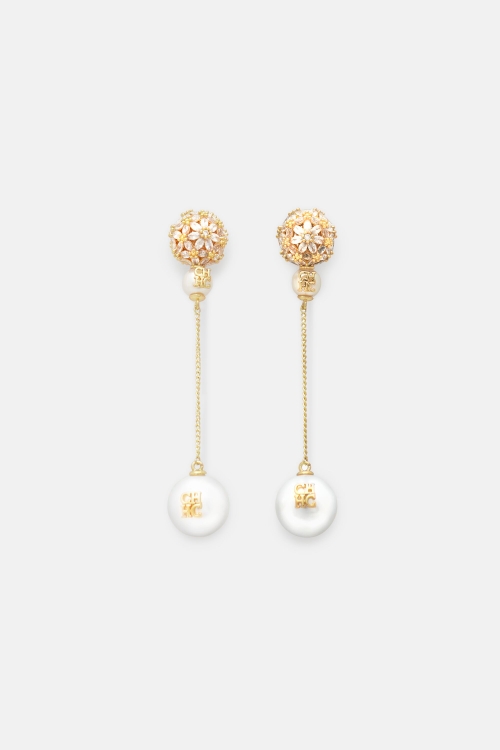 JASMINE BIZNAGA AUDREY EARRINGS WITH PEARL AND CRYSTAL