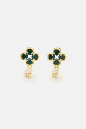 Rosetta Insignia Milgrain Earrings with Pearl and Crystal