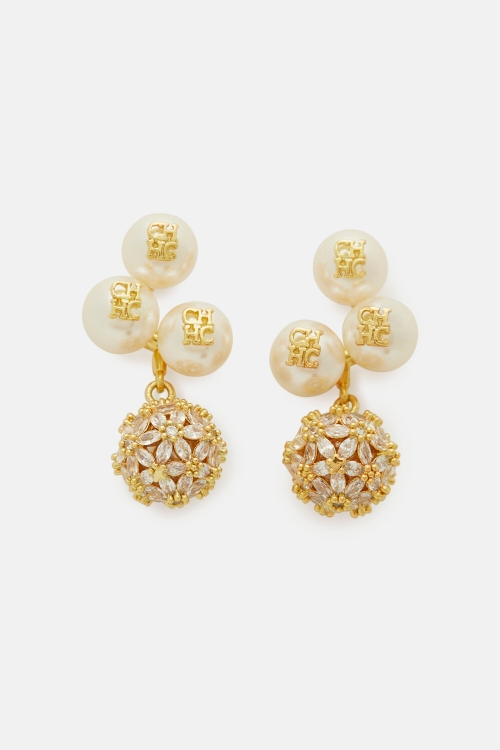 JASMINE BIZNAGA AUDREY EARRINGS WITH PEARL AND CRYSTAL