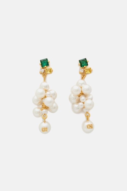 AUDREY DROPS EARRINGS WITH PEARL AND CRYSTAL