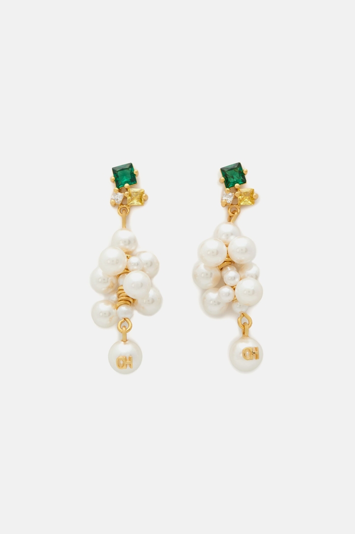 Audrey Drops Earrings with Pearl and Crystal