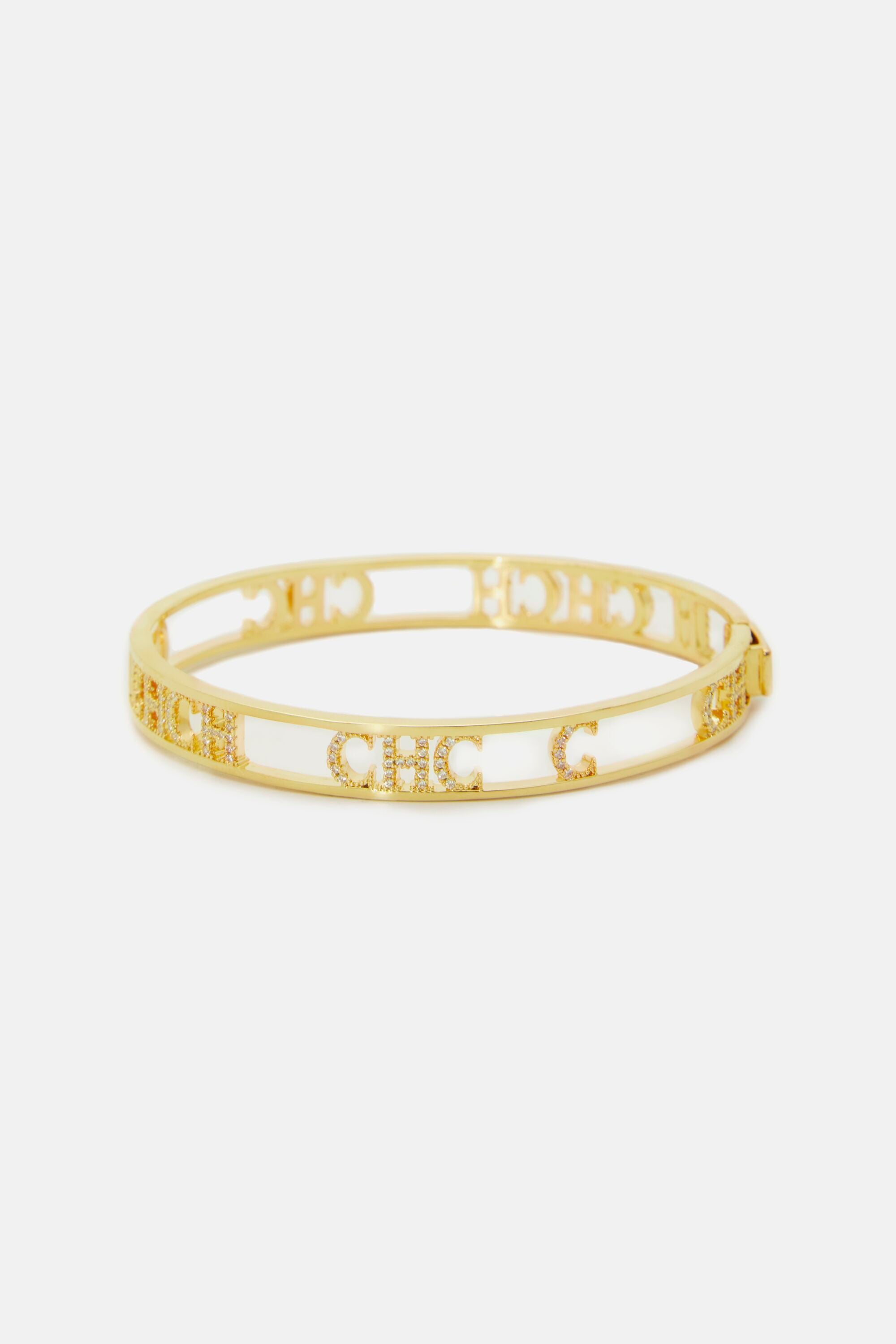 Carolina Herrera CH Crystals Gold Tone Resin Bangle Bracelet Carolina  Herrera | TLC