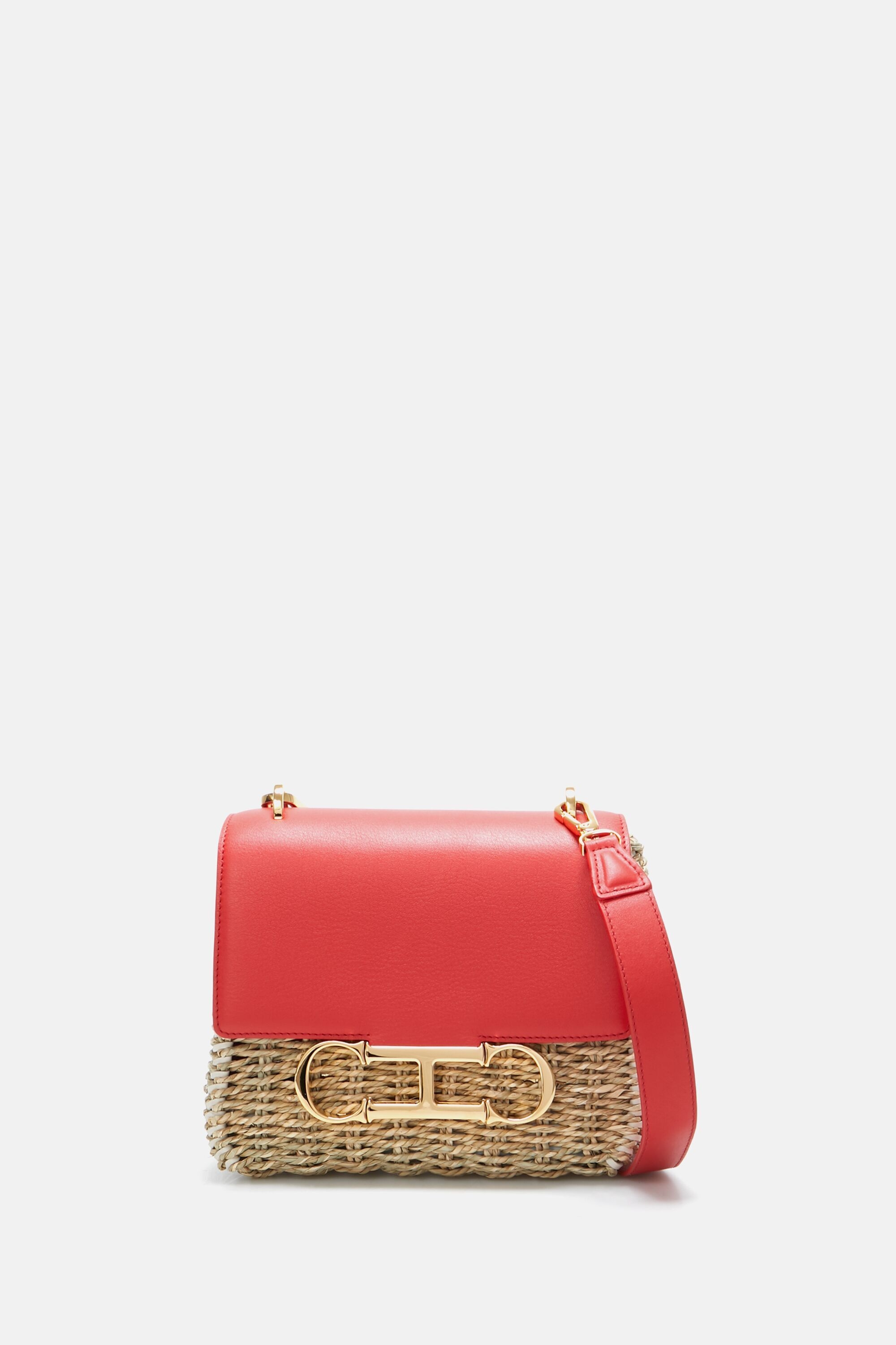 CH Carolina Herrera Pink Leather Initial Insignia Shoulder Bag CH