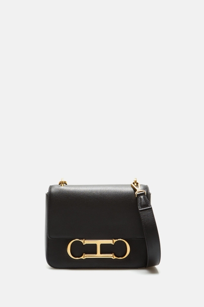 Initials Insignia | Medium Shoulder Bag - BLACK