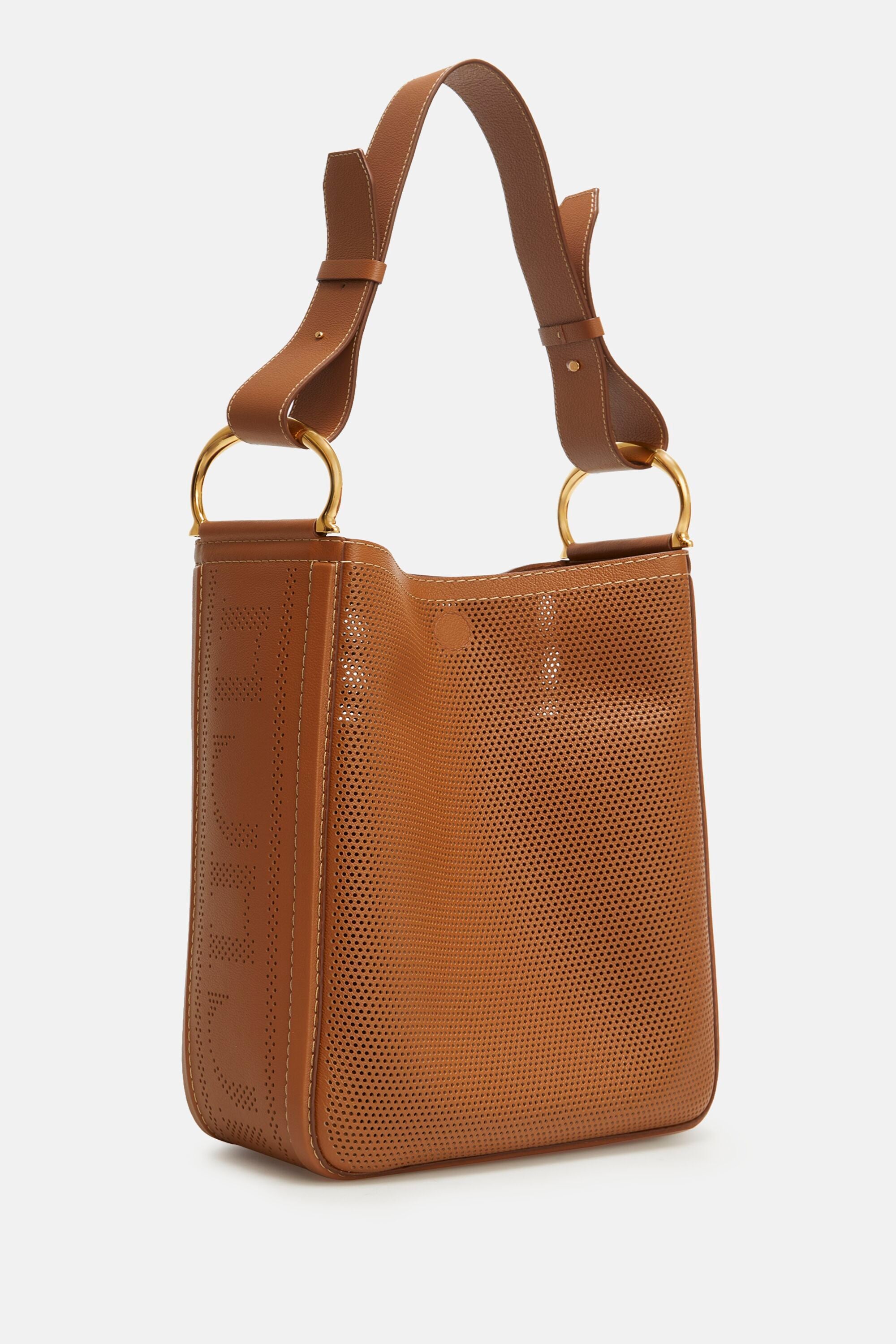 Removable Perforated Leather Shoulder Bag