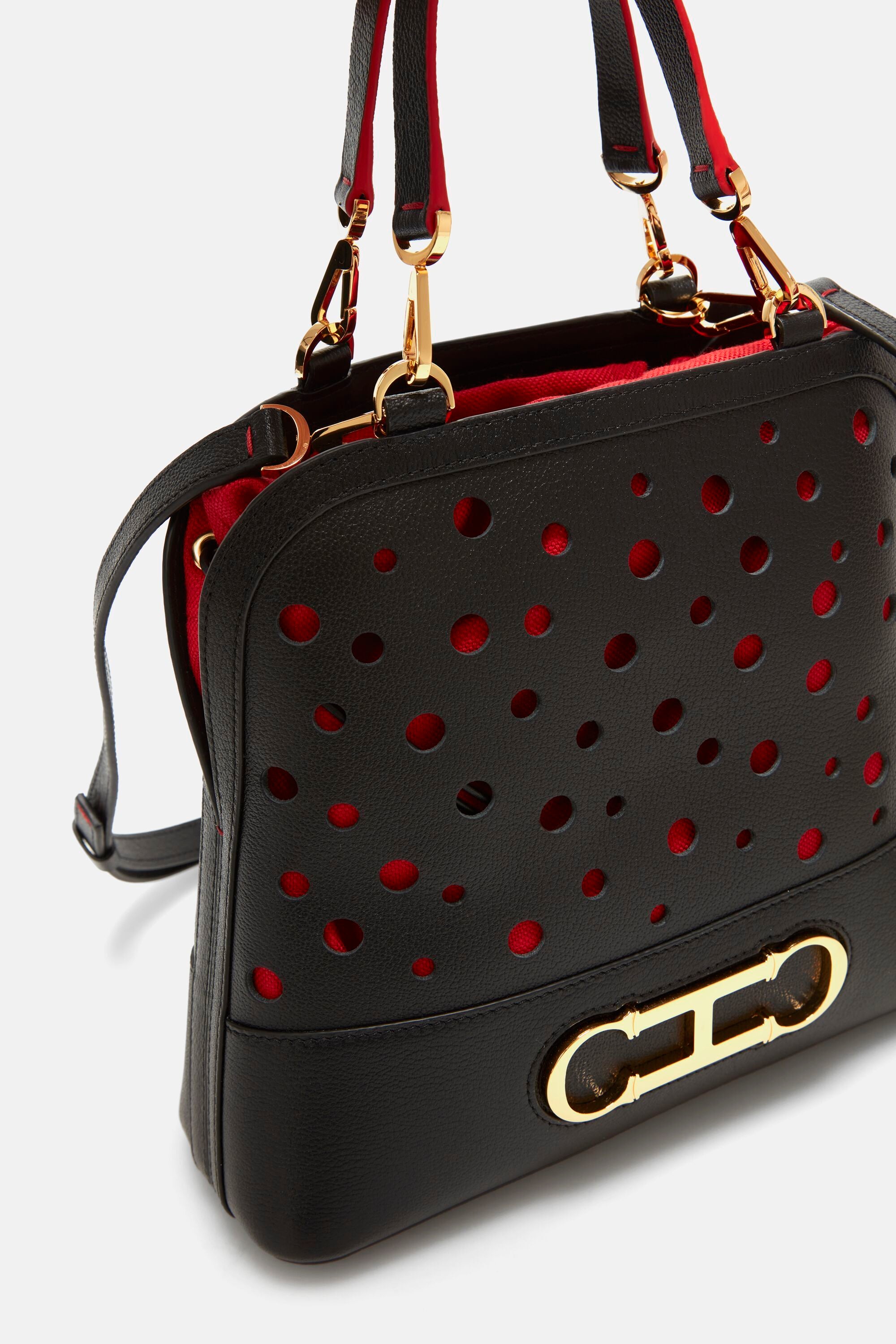 CH Carolina Herrera Red Monogram Embossed Leather Chain Shoulder Bag -  ShopStyle