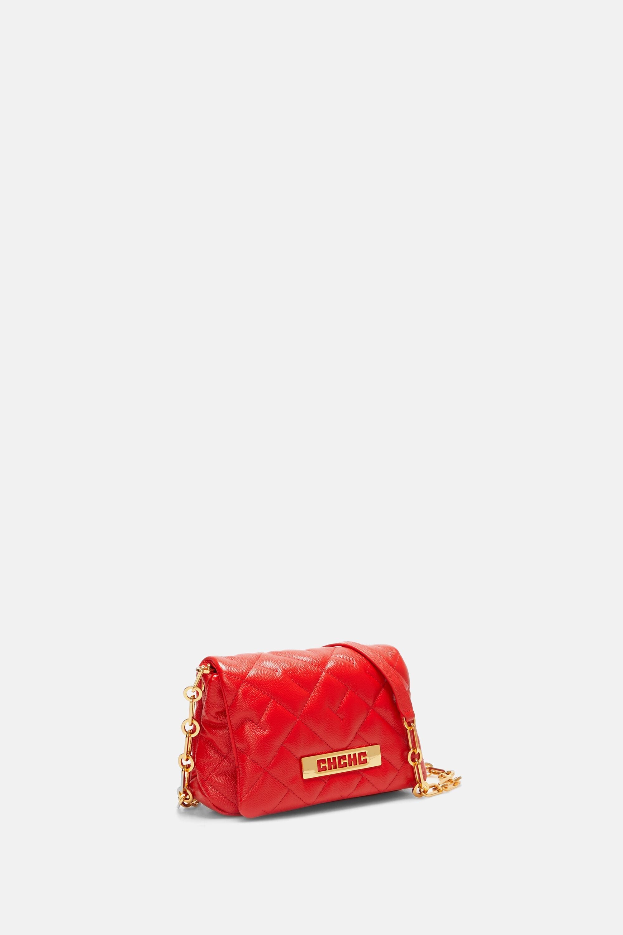 Carolina Herrera Quilted Red Leather Shoulder Bag with Chain Strap and  Wallet
