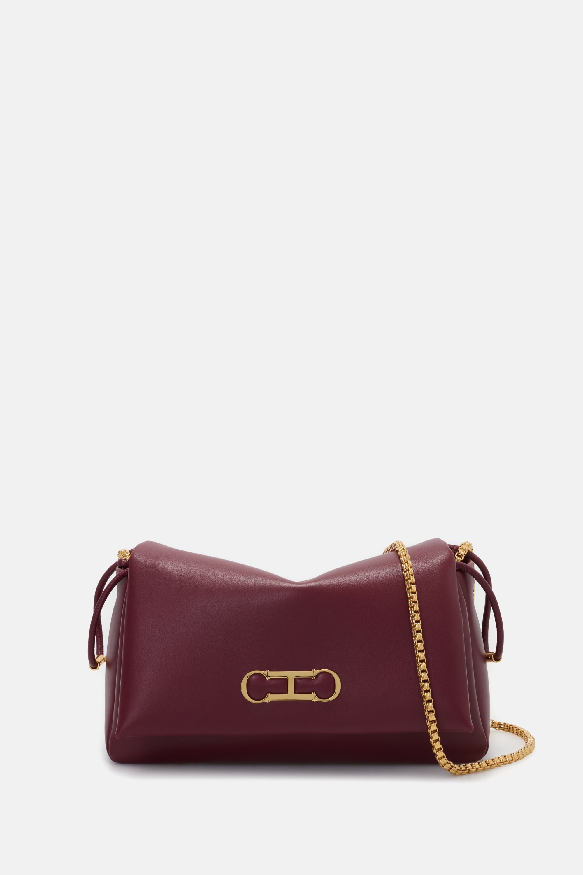 Initials Insignia Soft Shoulder | Medium Shoulder Bag - BURGUNDY