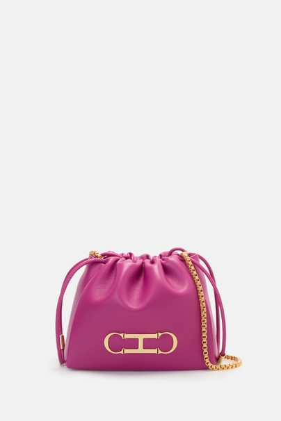 Initials Insignia Soft Bucket | Small Crossbody Bag - BOUGAINVILLEA