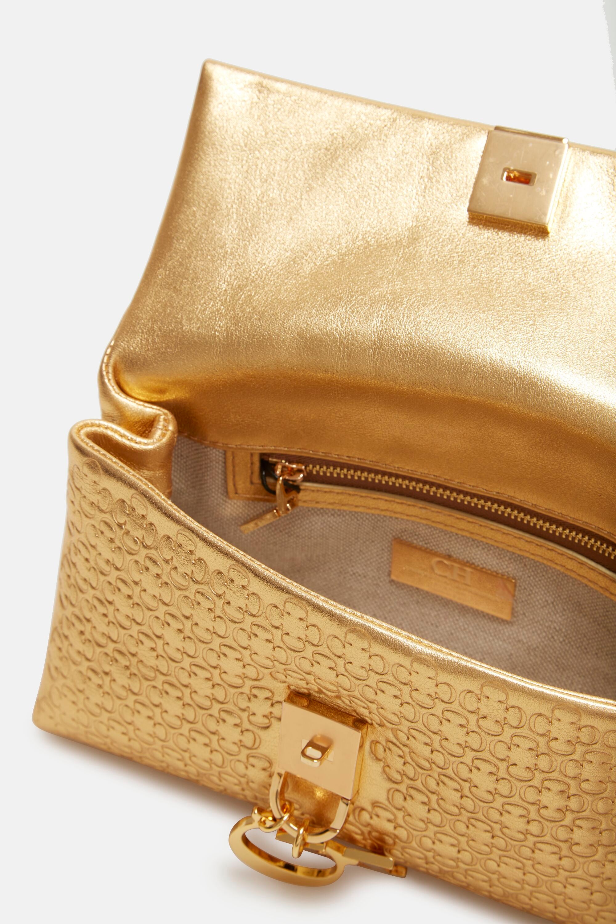 Small Leather Bag in GOLD. Cross Body Bag Shoulder Bag in 