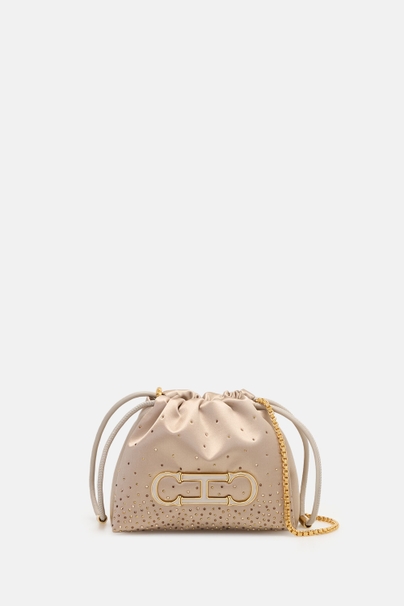 Initials Insignia Soft Bucket | Mini Crossbody Bag - PLATINUM