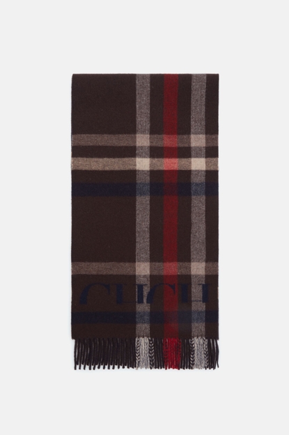 Checkered merino wool scarf
