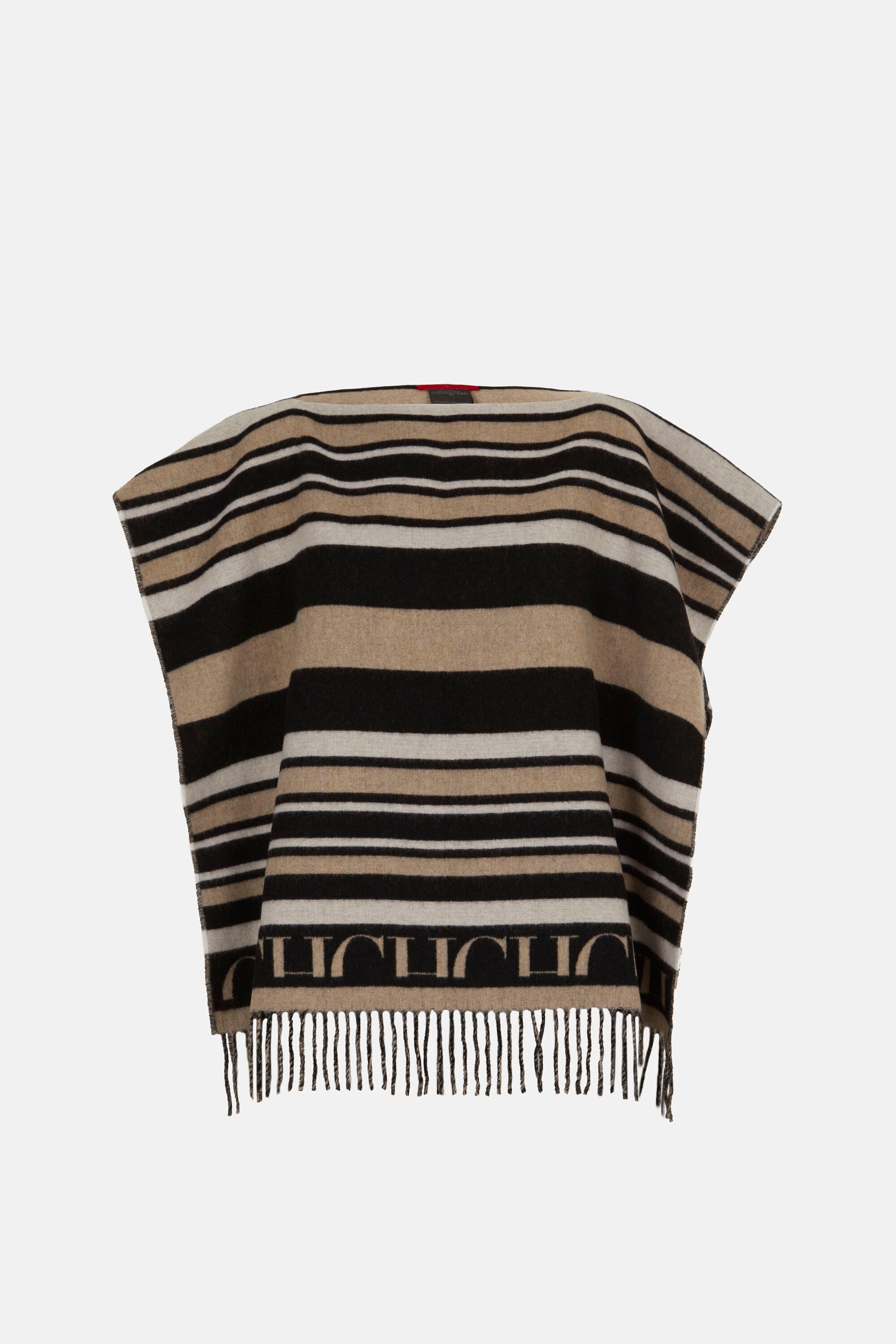 Striped merino wool poncho