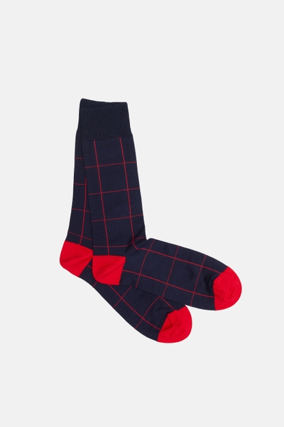 Windowpane check knit socks