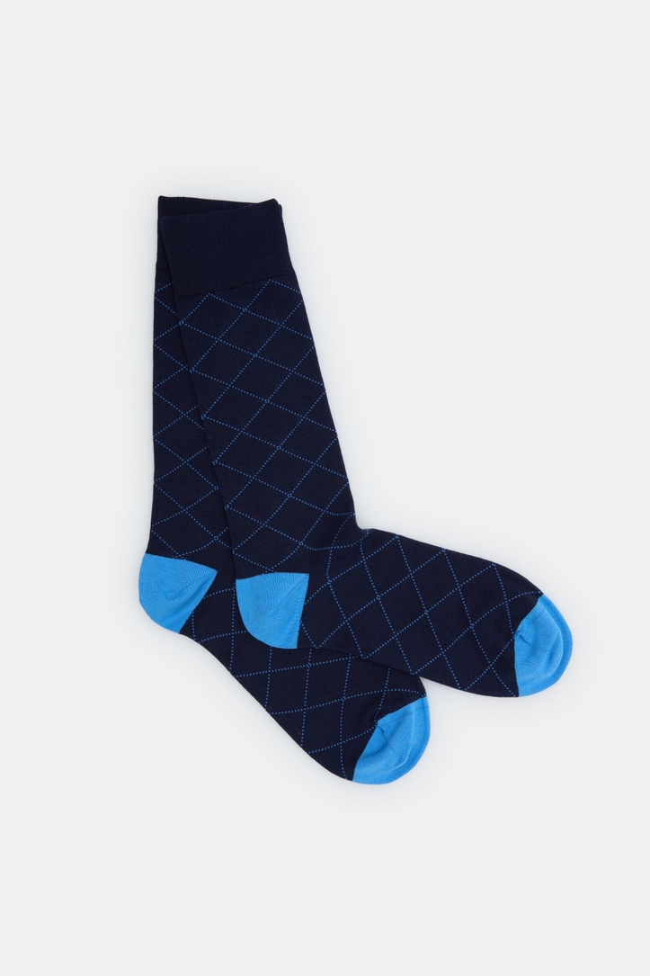 Windowpane Check Knit Socks
