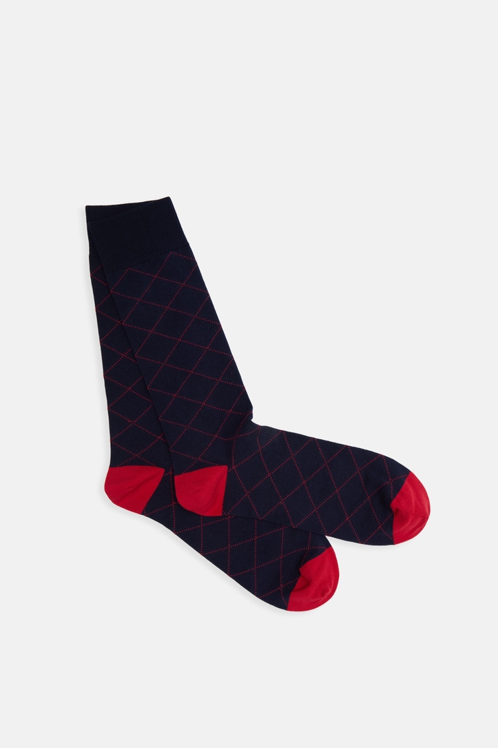 Windowpane Check Knit Socks