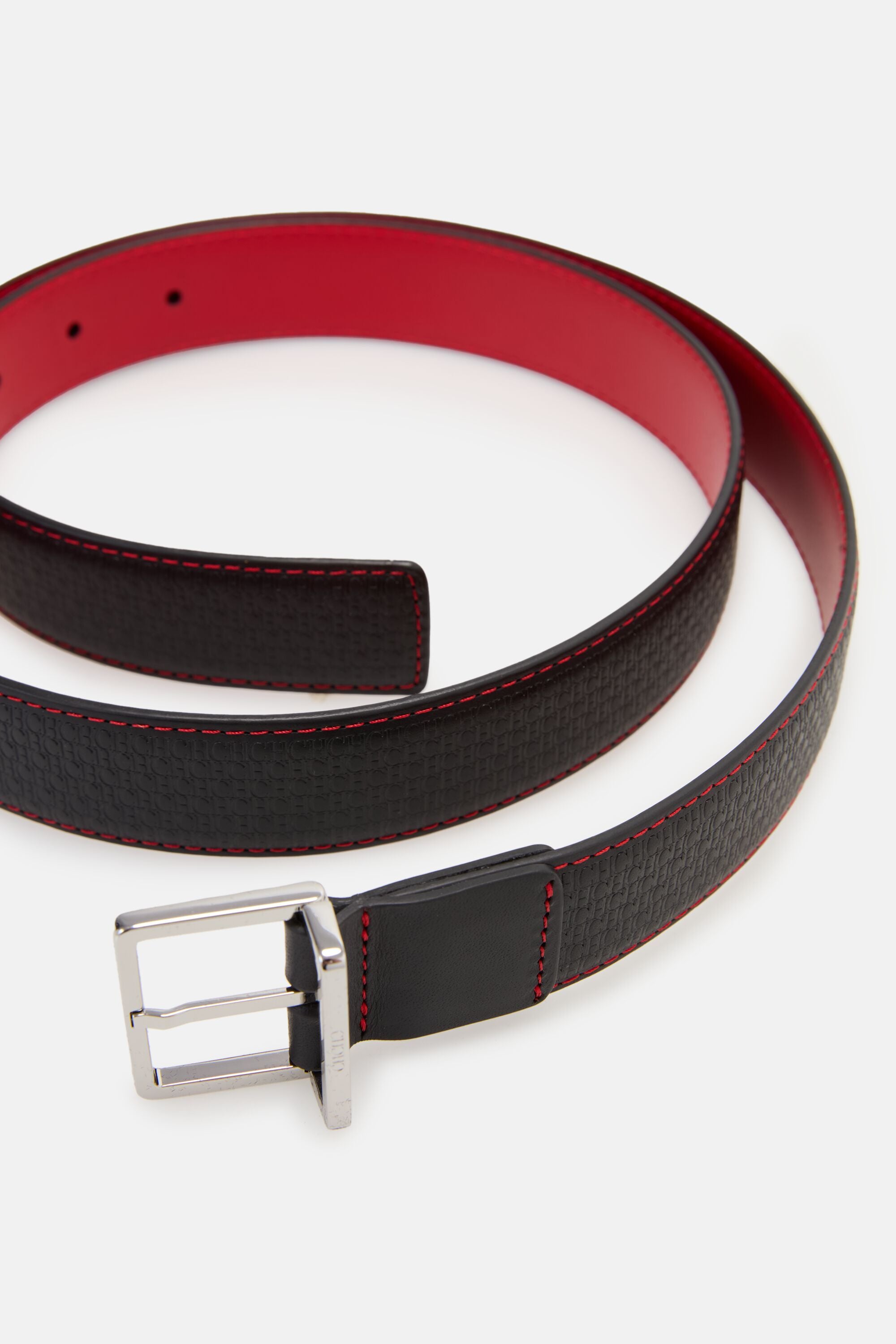 Carolina Herrera Black Belt with Gold Heart Buckle and Red Interior 9779157663774.jpg main image 4