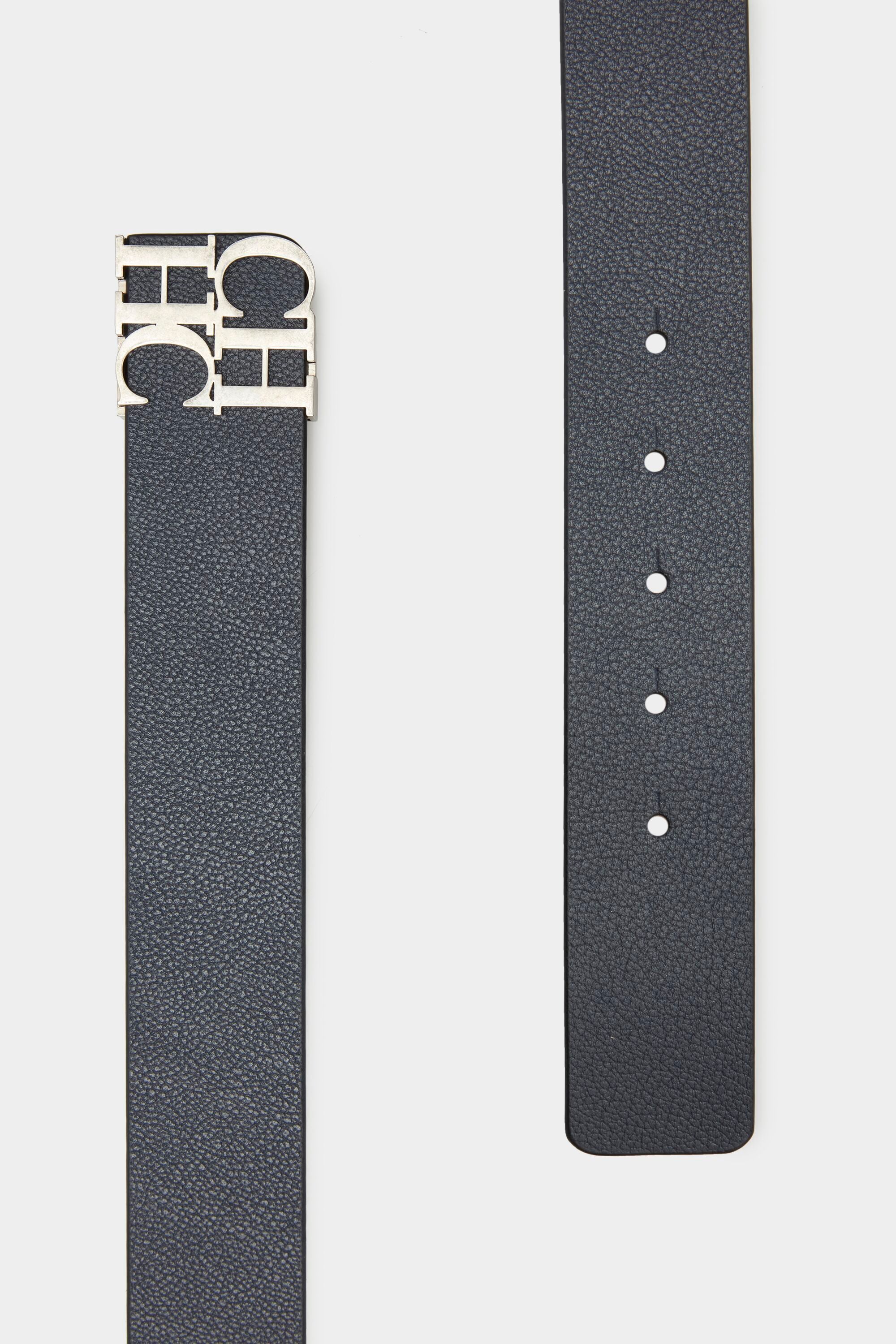 BOSS - Reversible belt in Italian leather with monogram buckle