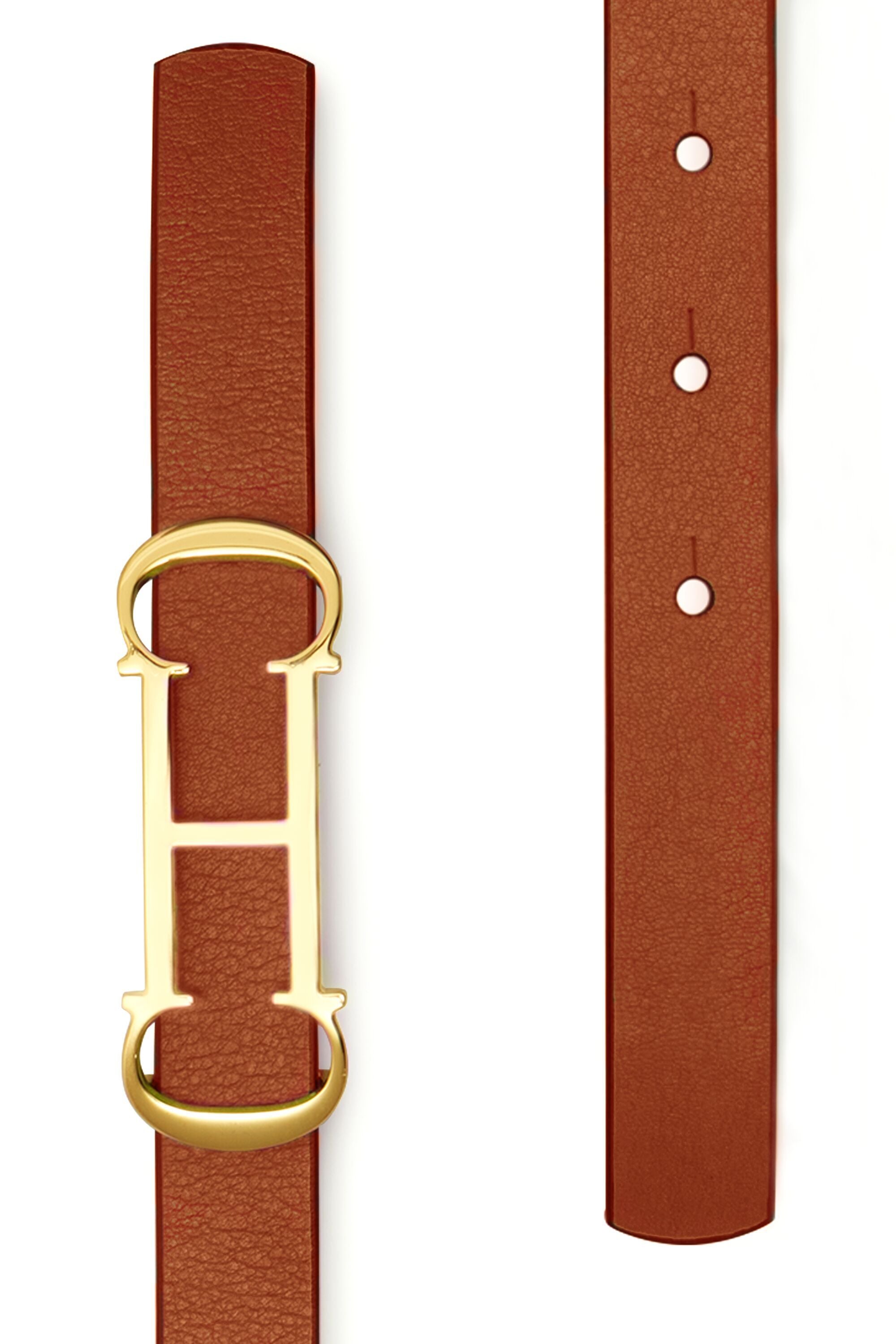 Initials Insignia reversible skinny belt vanilla/cognac - CH