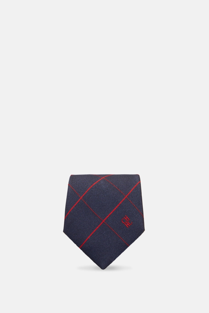 Windowpane check silk tie