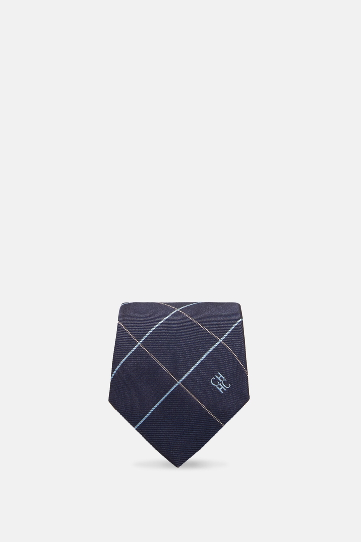 Windowpane check silk tie