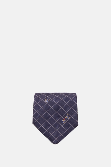 Windowpane Checks Silk Tie with Touky