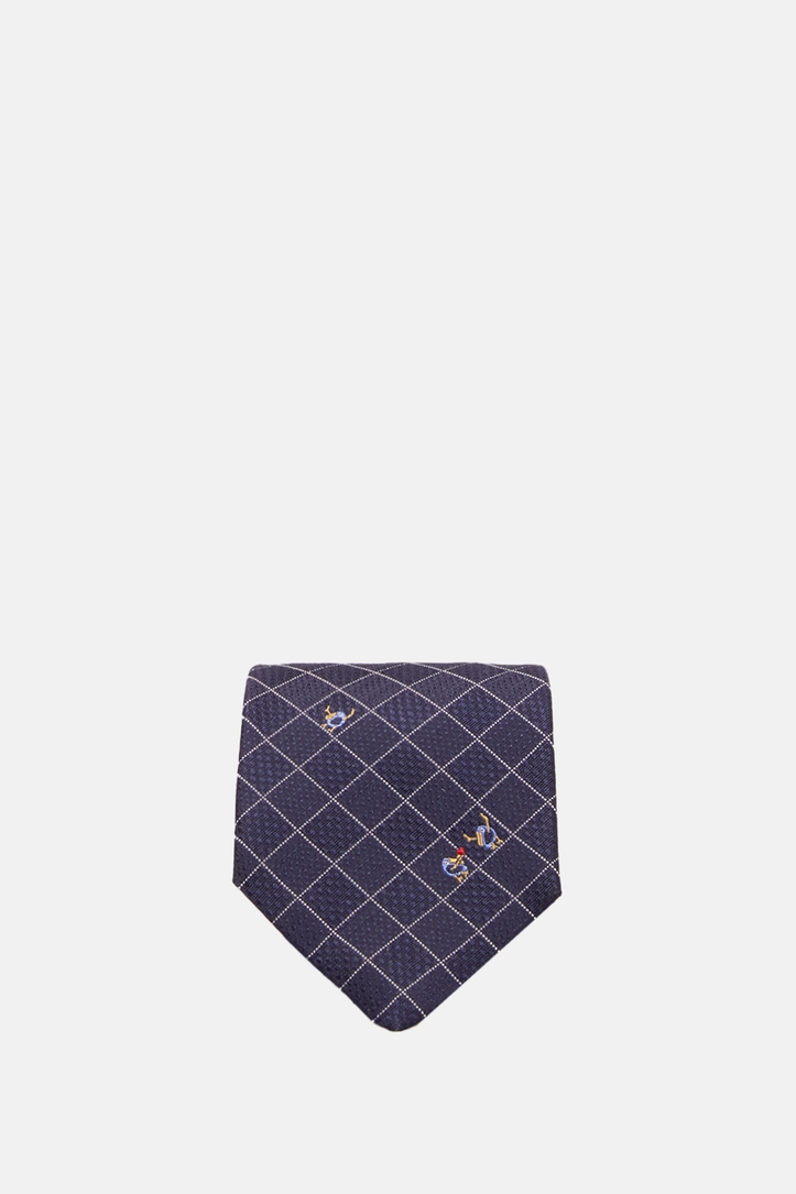 Windowpane Checks Silk Tie with Touky