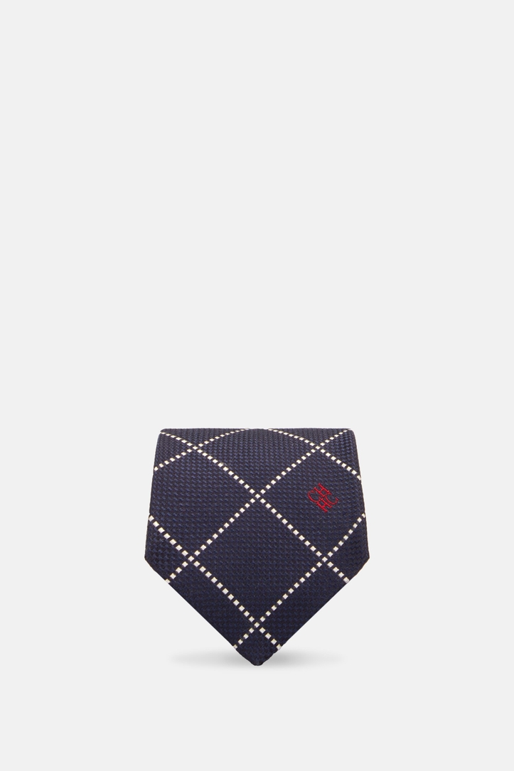 Windowpane check silk tie