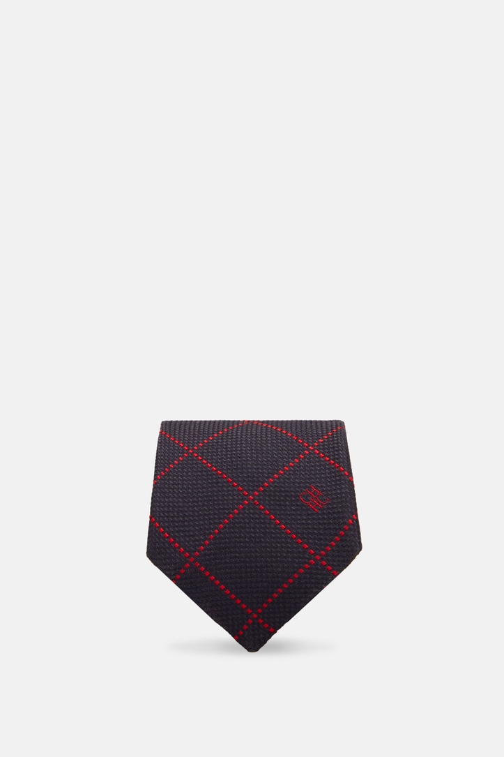 Windowpane check silk tie