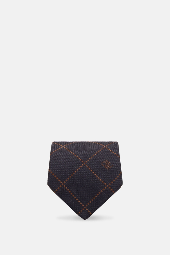 Windowpane check silk tie