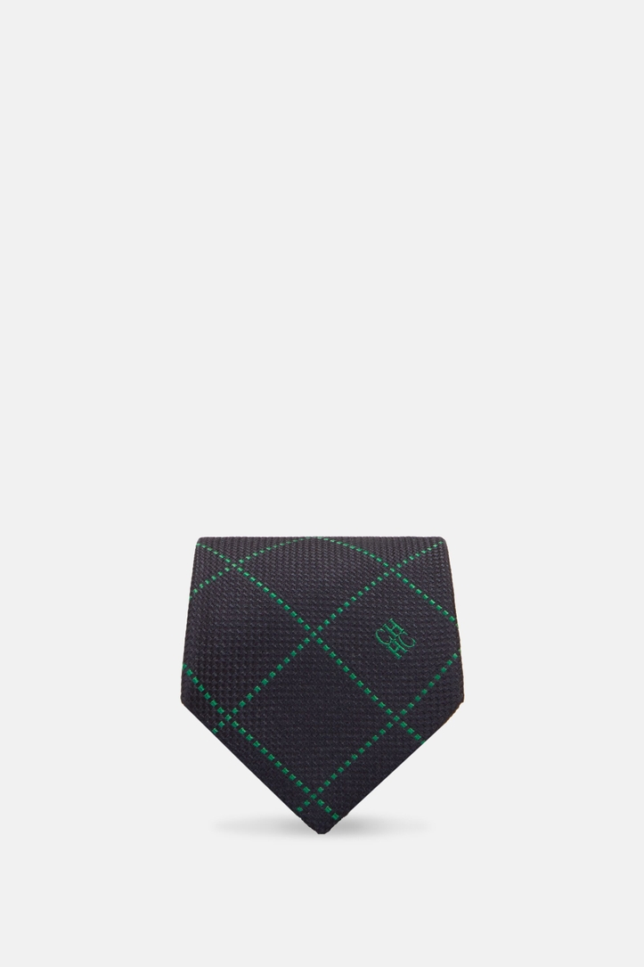 Windowpane check silk tie