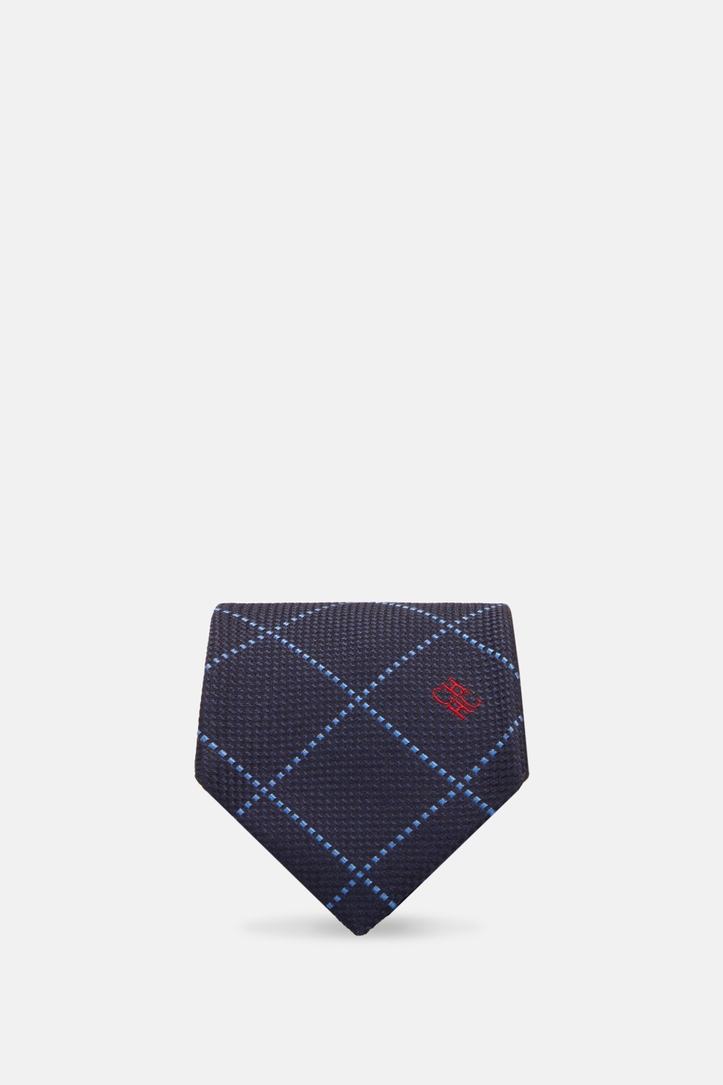 Windowpane check silk tie