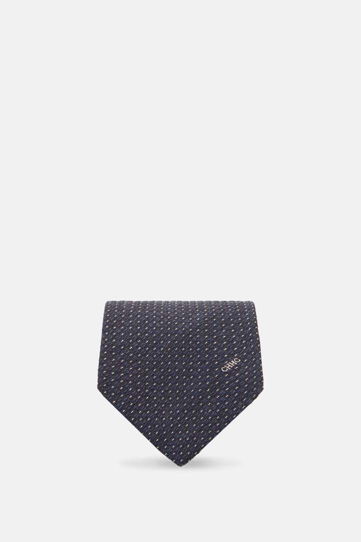 Micro motif silk and wool tie