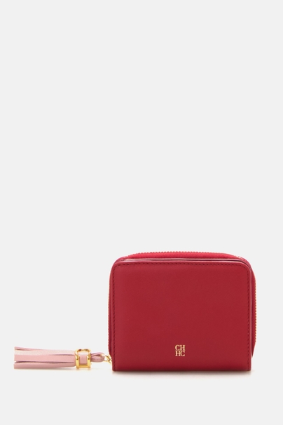 Initials Insignia Pompón | Zipped Japanese Wallet - FLAME RED