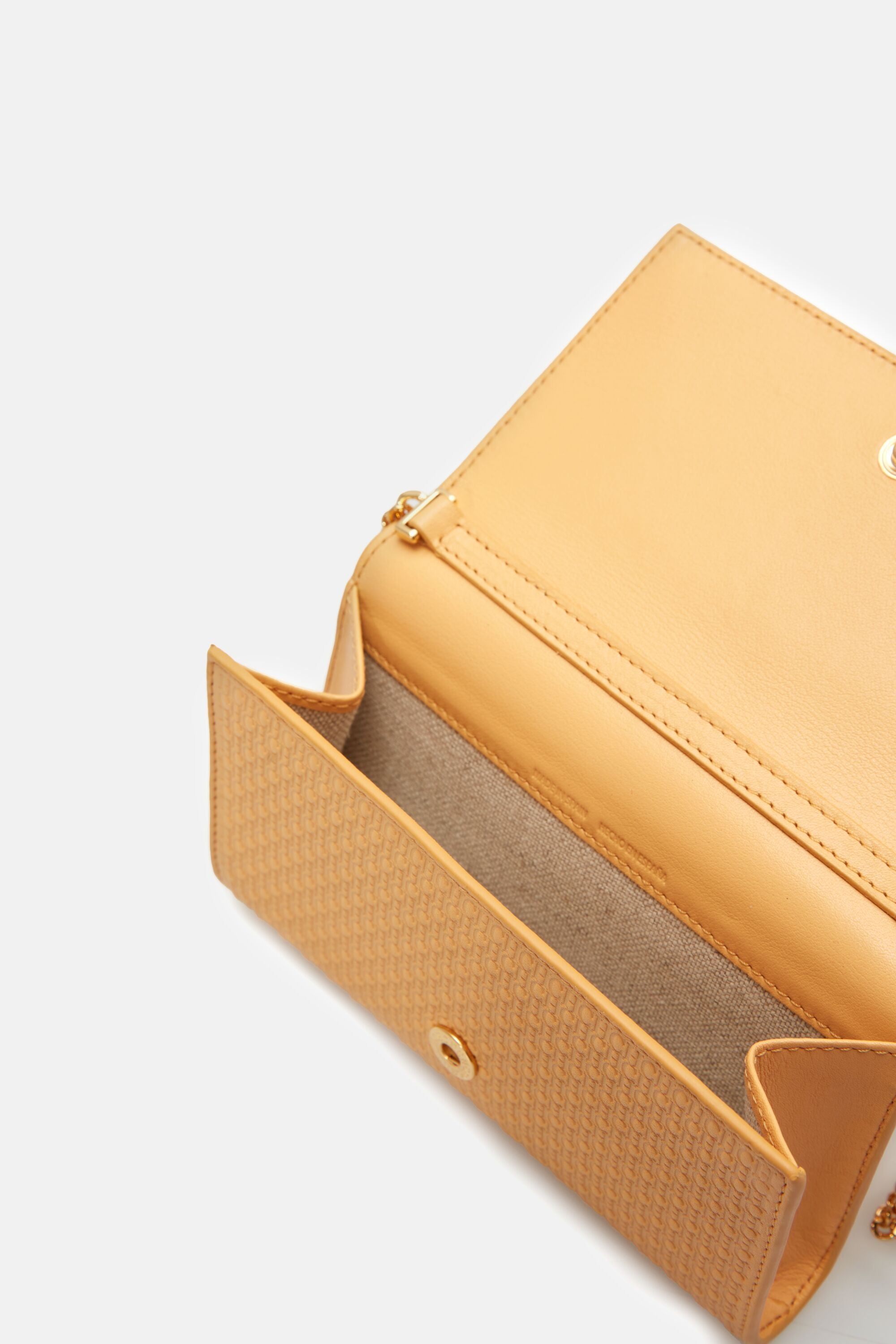 CH Carolina Herrera Mustard Leather Initials Insignia Shoulder Bag