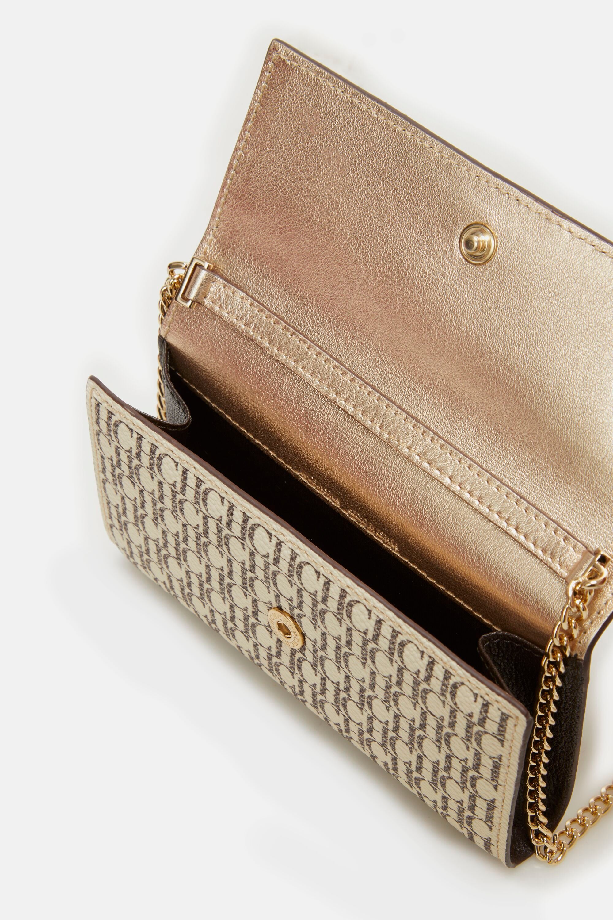 Carolina Herrera Burgundy/Brown PVC and Leather Wallet On Chain