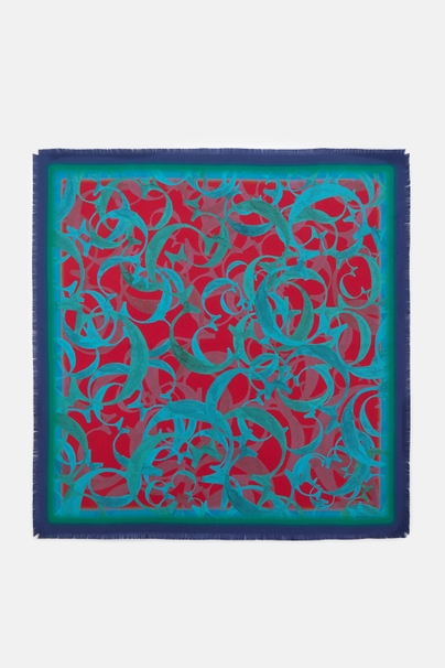 Rosetta Insignia 53 Silk Bandana - BLUE TURQUESA/RED