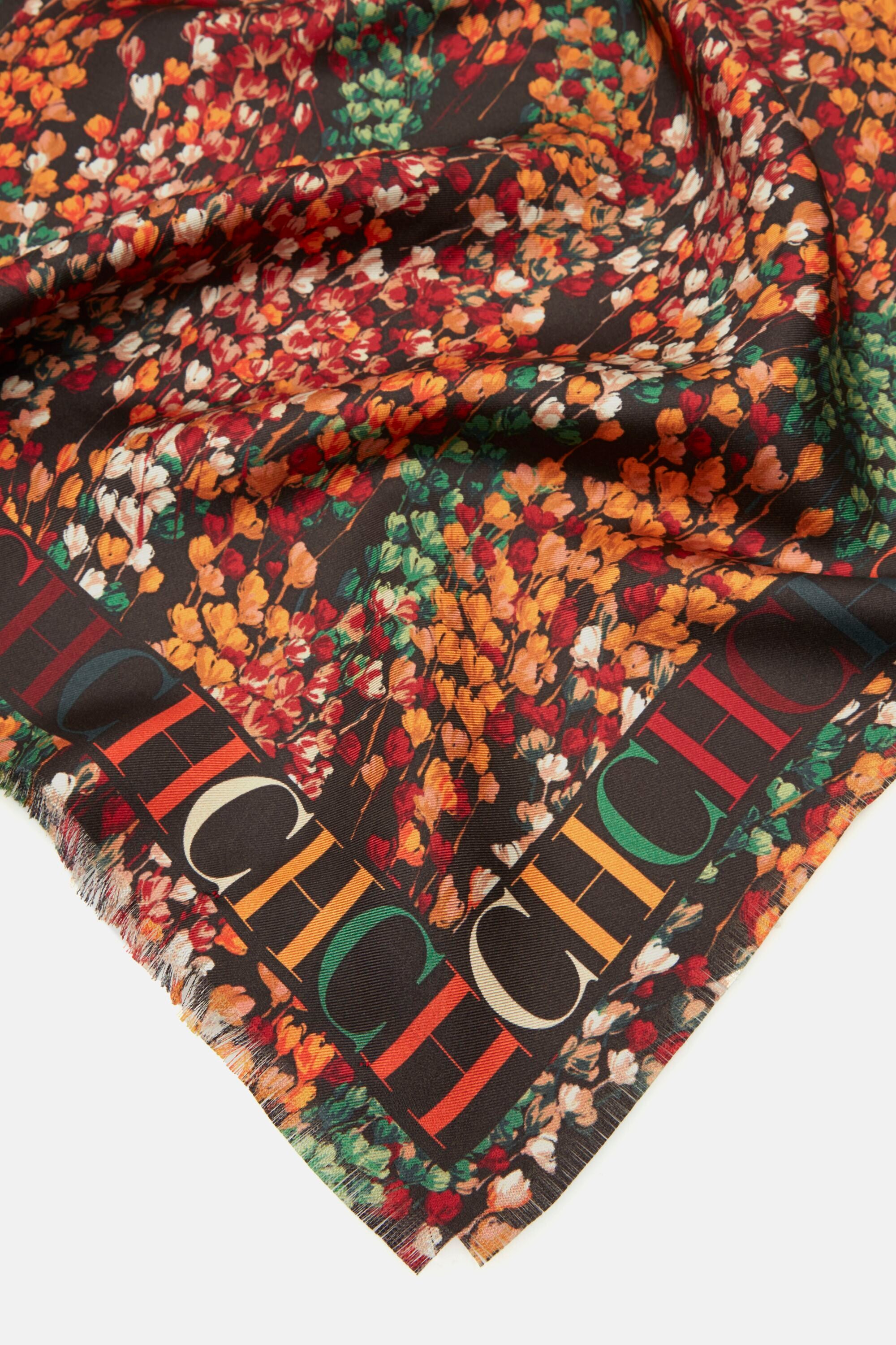 CH Animal Print 90 silk scarf brown - CH Carolina Herrera United States