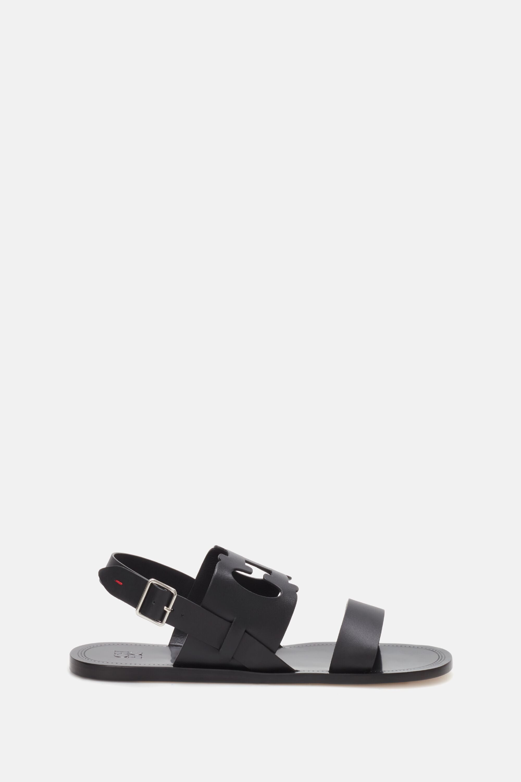 initials insignia cutout leather slides