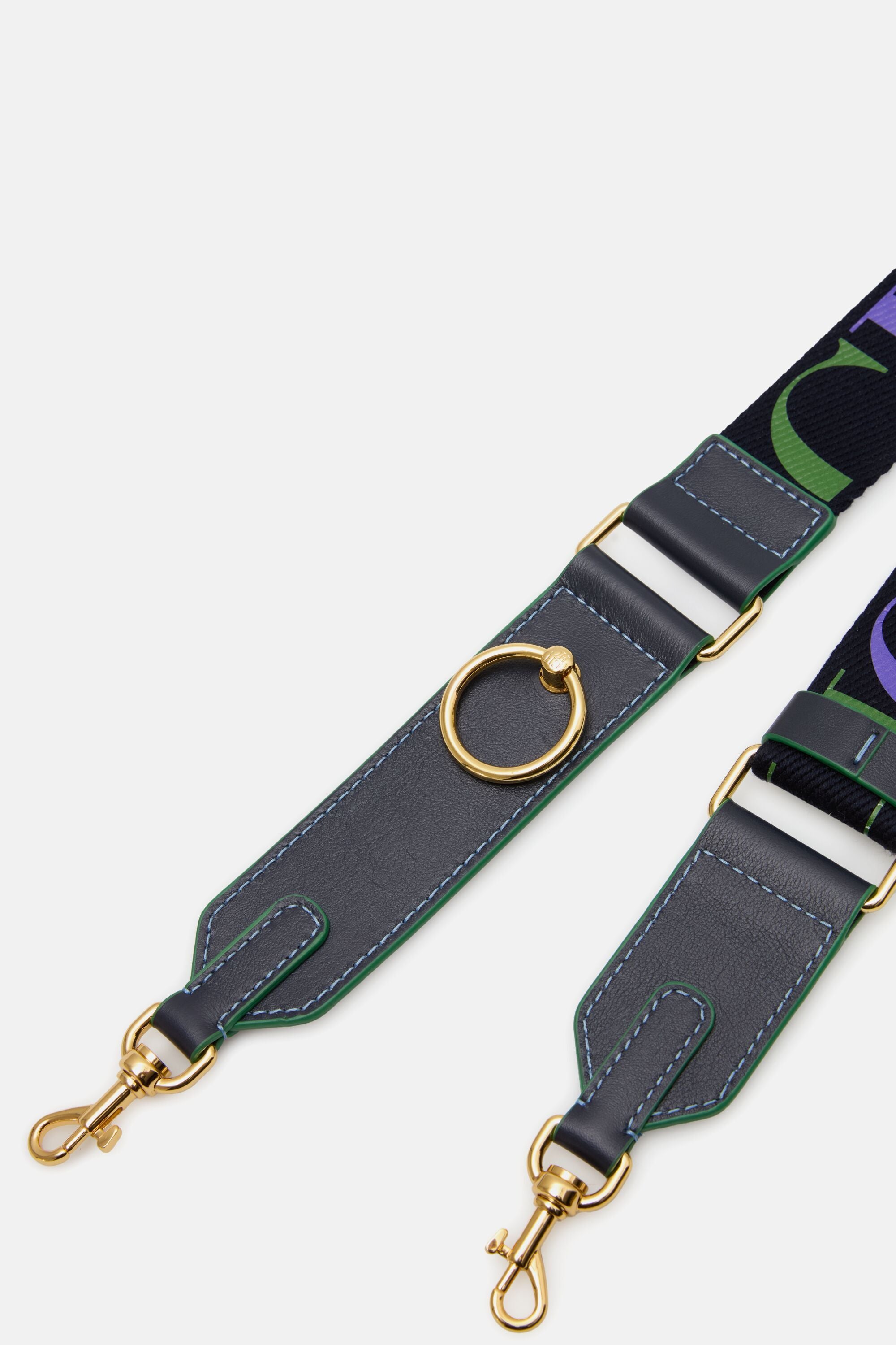 Adjustable Leather and Grosgrain Crossbody Strap multicolor - CH