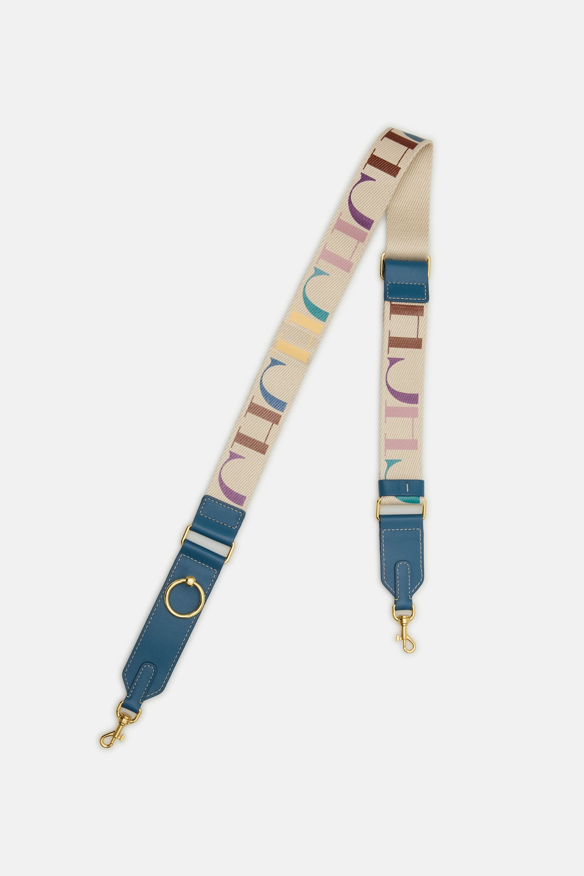 Adjustable Leather and Grosgrain Crossbody Strap