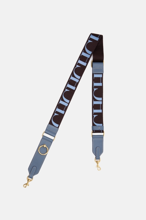 ADJUSTABLE LEATHER AND GROSGRAIN CROSSBODY STRAP