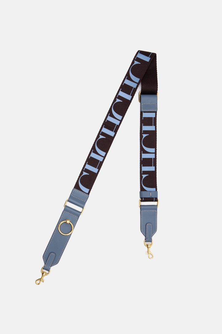 Adjustable Leather and Grosgrain Crossbody Strap