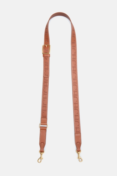 Factory | Adjustable leather crossbody strap - COGNAC