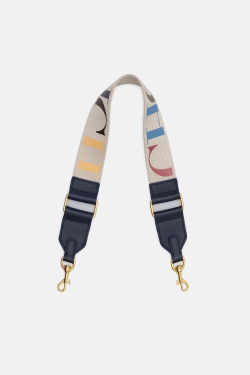 LEATHER AND GROSGAIN SHOULDER STRAP